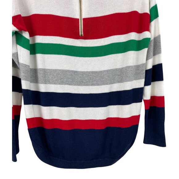 Crown & Ivy Multicolor Striped Knit Sweater w/Back Zipper Closure Womens Size S - Picture 6 of 8